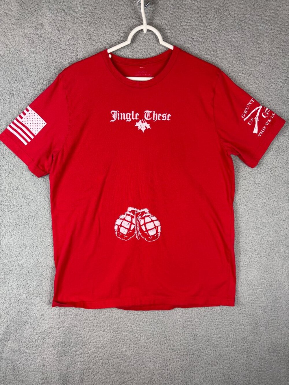 Grunt Style Jingle These Christmas Shirt Men's XL Red Patriotic Graphic Tee